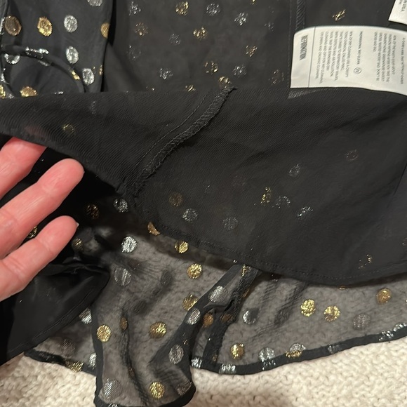 Reformation Womens Wrap Blouse Polka Dot Sheer Long Sleeve V-Neck Top Black Med - Picture 10 of 10